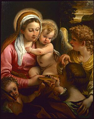 Annibale Carracci Madonna con Bambino, santa Lucia, san Giovannino e angelo, Feigen collection