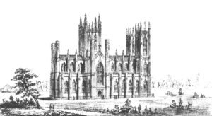 Armagh St. Patrick's Cathedral as originally designed by Thomas J. Duff c. 1840.png