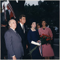 Arrival ceremonies for the President of Peru. President Don Manuel Prado, President Kennedy, Mrs. Prado, Mrs. Kennedy. - NARA - 194201