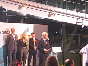 Boris Johnson on the podium