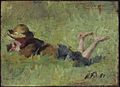 Boy Lying in Grass, by Harriet Mary Ford (1859- 31 October, 1938), 1890