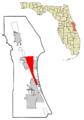 Brevard County Florida Incorporated and Unincorporated areas Merritt Island Highlighted