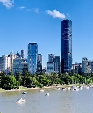 Brisbane Skytower and Skylines of Brisbane CBD from Kangaroo Point, Queensland 03