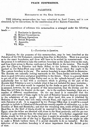 British Memorandum on Palestine 1919