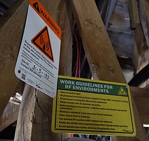 Cell site tower warning sign and work guidelines