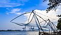 Chinese Fishing Nets with Blue Cloudy Sky in Background at Fort Kochi, Kerala, India