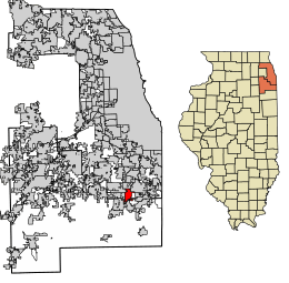 Location of Park Forest in Cook and Will Counties, Illinois.