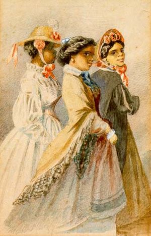 Creole women of color out taking the air, from a watercolor series by Édouard Marquis, New Orleans, 1867