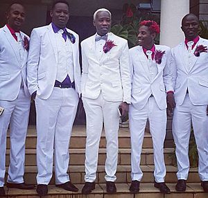 Daddy Owen and friends on his wedding day