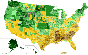 Democratic Party presidential primary results by county by popular vote margin 2