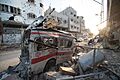 Destroyed ambulance in the CIty of Shijaiyah in the Gaza Strip