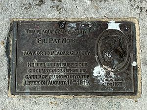 Fictitious "Father Pat Noise" plaque, O'Connell Bridge in Dublin city centre
