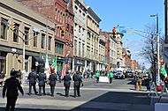 Flag carrying officers lead the 2019 Holyoke Saint Patrick's Day Parade