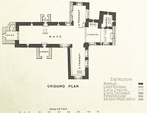 Floor plan of St Materiana's Church, Tintagel - 211 of 'Parochial and Family History of the Deanery of Trigg Minor, in the County of Cornwall. (With illustrations.)' (11098477555)