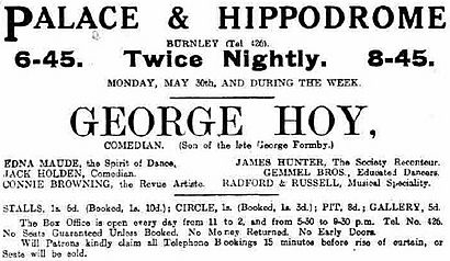 George Hoy (Formby) ad from 1921