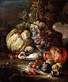 Giovanni Battista Ruoppolo - Still-Life with Fruit and Dead Birds in a Landscape - WGA20535