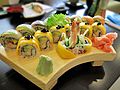 Golden Maki Rainbow Roll sushi