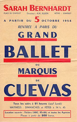 Grand Ballet du Marquis de Cuevas flyer for performances on October 5, 1954. From the Marquis de Cuevas Collection at Ailina Dance Archives
