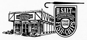 H. Salt Esq. Fish & Chips Storefront and Logo, circa 1972