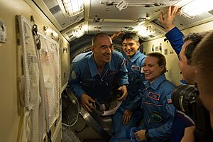 ISS-48 Welcome of Soyuz MS-01 crew on ISS