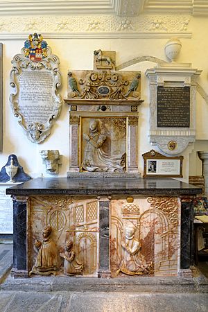 Interior of Lumley Chapel, view of the rear-right wall