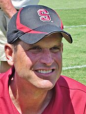 Jim Harbaugh at 2010 Stanford football open house 2