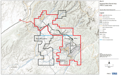 Kayenta mine permit area and PWCC lease areas map