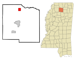 Location of Abbeville, Mississippi