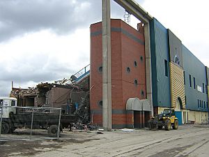 Maine Road Football Ground being demolished