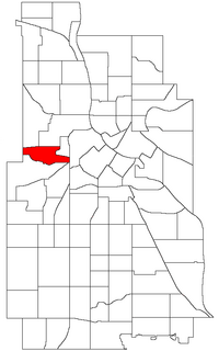 Location of Harrison within the U.S. city of Minneapolis