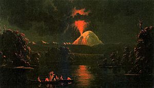 Mount St Helens erupting at night by Paul Kane