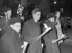 Olof Palme marching against the Vietnam War 1968