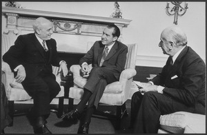 President Nixon with the President of the Italian Senate and the Italian Ambassador - NARA - 194680
