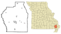 Stoddard County Missouri Incorporated and Unincorporated areas Baker Highlighted