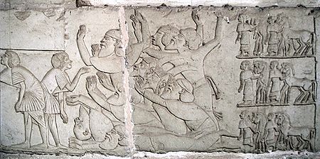 Submission of West Asiatics on the tomb of Horemheb circa 1300 BCE
