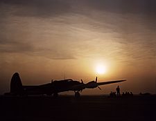 Sunset silhouette of flying fortress, Langley Field, VA 1a35090u 1a35090u edit.jpg