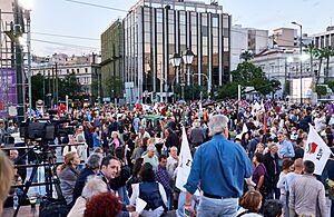 Syriza party rally. Panepistimiou Street, May 24, 2019
