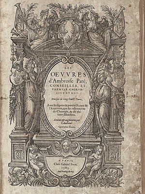 Title page of Ambroise Pare's Ouevres