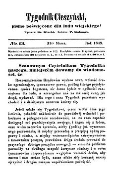 Tygodnik Cieszynski - 31-03-1849