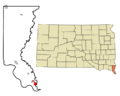 Union County South Dakota Incorporated and Unincorporated areas North Sioux City Highlighted
