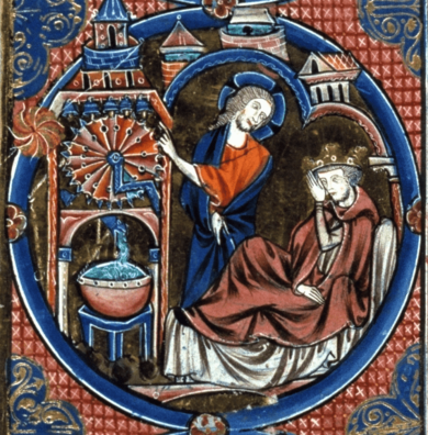 Water clock (representing a clock at the royal court in Paris, c.1250)