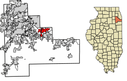 Location of Mokena in Will County, Illinois.