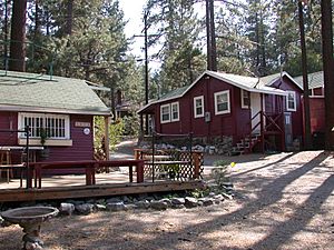 Downtown Wrightwood is dotted with many old resort cabins from the 1930s