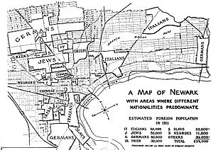1910-era ethnic map of Newark, New Jersey