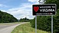 2017-06-12 15 45 41 'Welcome to Virginia' sign along eastbound U.S. Route 58 (Wilderness Road) entering Lee County, Virginia from Claiborne County, Tennessee crop