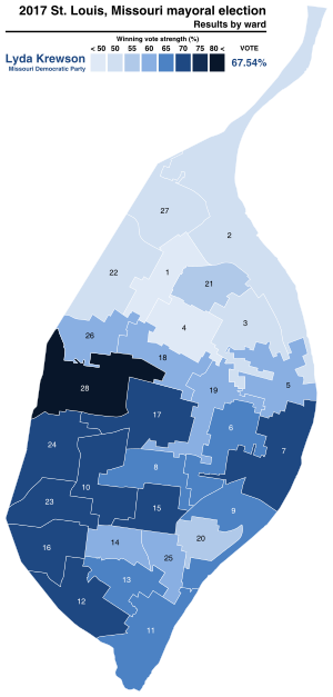 2017 St. Louis, Missouri mayoral election results by ward