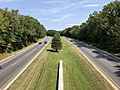 2019-09-10 12 55 10 View north along Maryland State Route 295 (Baltimore-Washington Parkway) from the Spellman Overpass in Greenbelt, Prince George's County, Maryland