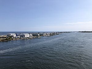 View of Sea Bright from the Highlands – Sea Bright Bridge, with the Shrewsbury River in the foreground and the Atlantic Ocean in the background.