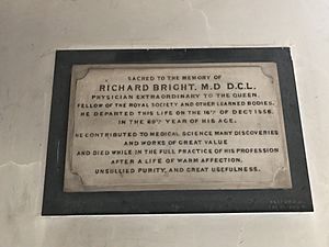 A memorial to Richard Bright in St James's Church, Piccadilly