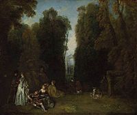 Antoine Watteau - La Perspective (View through the Trees in the Park of Pierre Crozat) - WGA25444